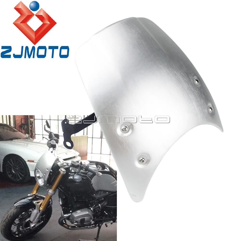 

Aluminum Motorcycle Windscreen For BMW R nine T R9T 2014-2019 Silver Headlight Fairing Front Air Deflector Spoiler Shield