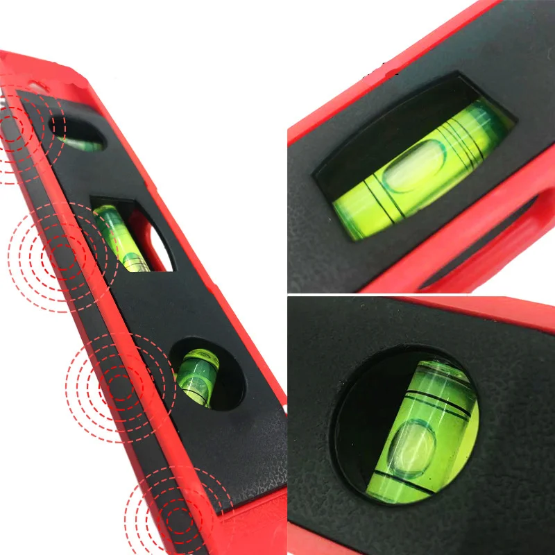 Spirit Level Bubble Ruler 3 Bubble 9 Inch ABS Shell Magnetic Mini Pocket Spirit Level Tool Level Gelembung Horisontal Vertikal
