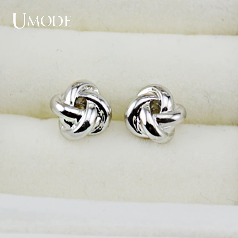 UMODE White Gold Color Classic Design Twist Love Knot Post Stud Earrings for Women JE0140B