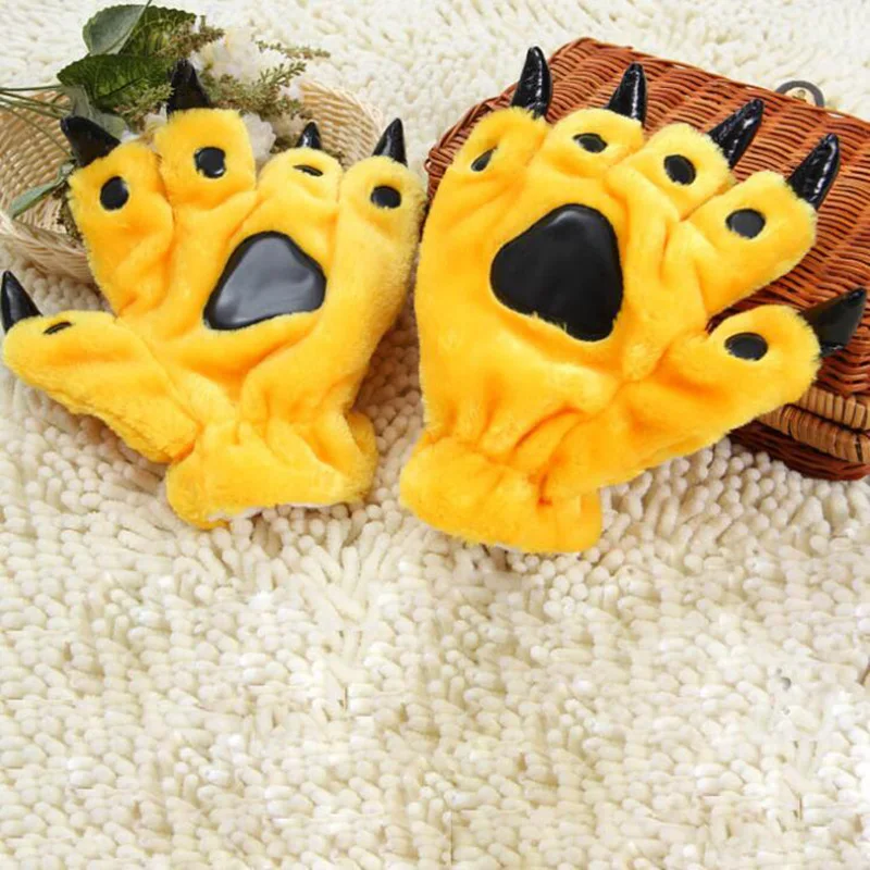 Women Men Cosplay Soft Plush Warm Paw Gloves Halloween Costumes Gifts Mittens Lovely Cartoon Animal Bear Cat Claw Paw Gloves G78