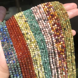 Natural Stone Amethysts Agates Garnet Jades Beads Faceted Loose Tiny Beads for DIY Jewelry Making Bracelet Necklace 15'' 2/3/4mm