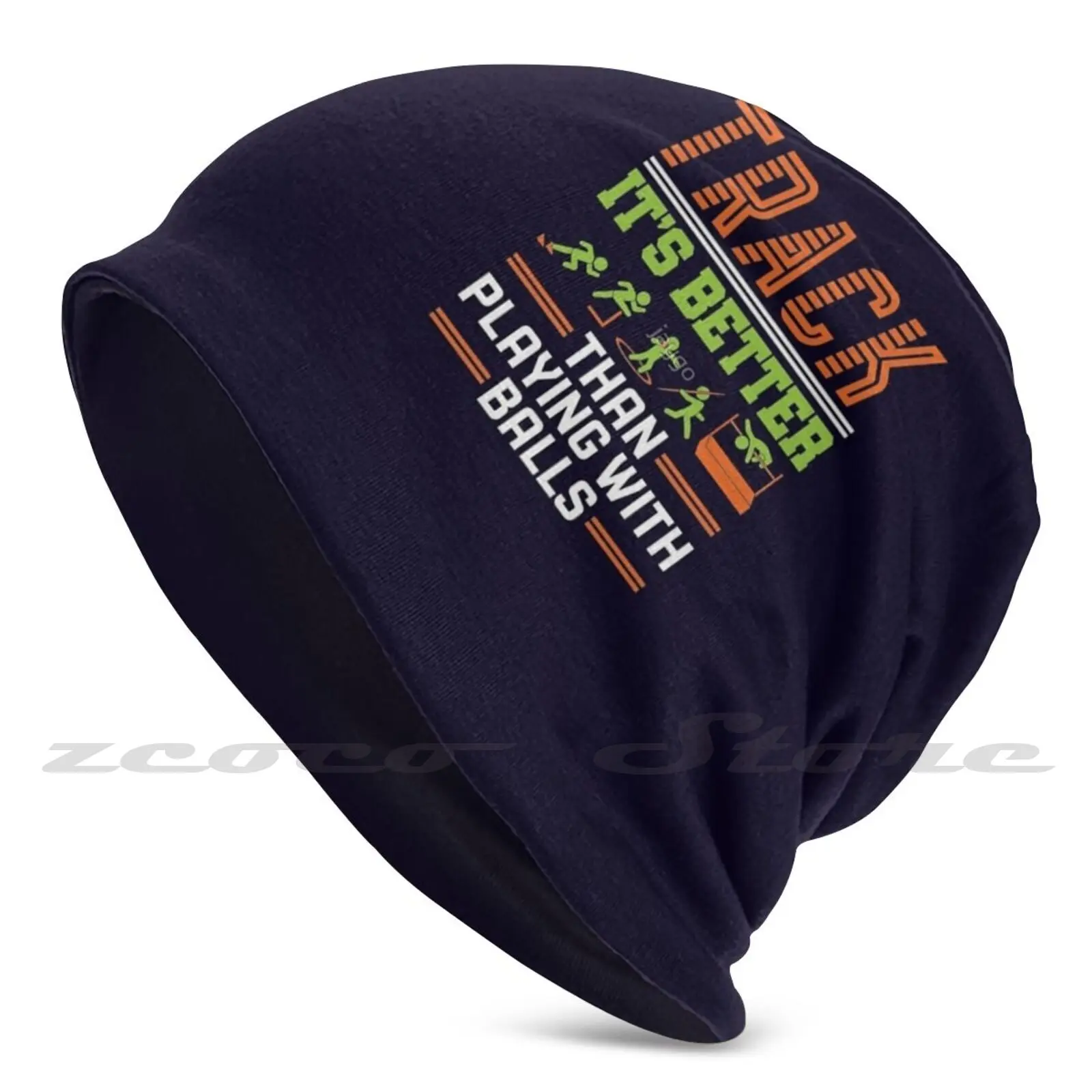 Track It'S Better Than Playing With Balls Track And Field Personalized Pattern Knit Hats Plus Size Elastic Soft Cap Track And