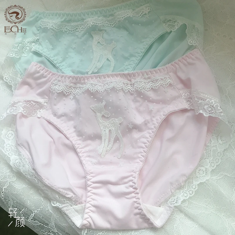 Japanese Panties Women Pinkpanties Lait Soie Sexy Lace Underwear Women Lingerie Ropa Interior Femenine Cutecartoon Animal Briefs