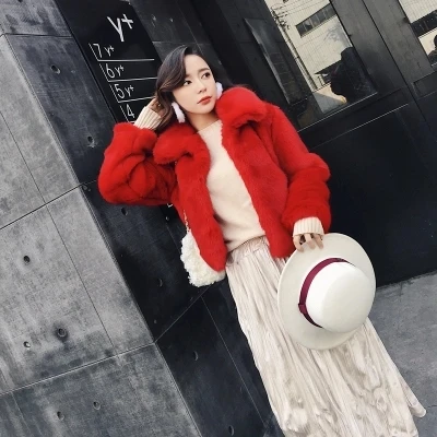 Top brand High-end New Style Fashion Women Faux Fur Coat 18S40  high quality