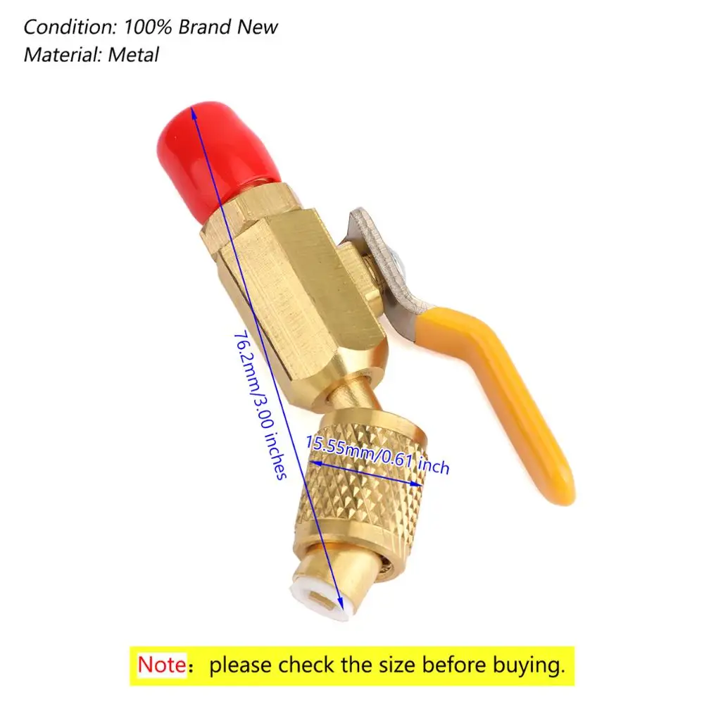 Areyourshop 3pcs Air Conditioning Refrigerant Shut Valves for 1/4" AC HVAC  R410A R134A Auto Tools