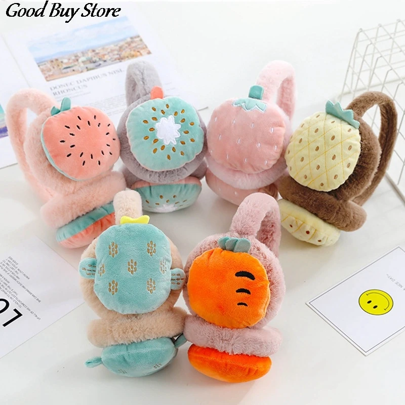 Lovely Fruit Winter Soft Earflap Children Kids Keep Warm Earmuffs Outdoor Skiing Ear Muff Cartoon Headphone Warmer Plush Caps