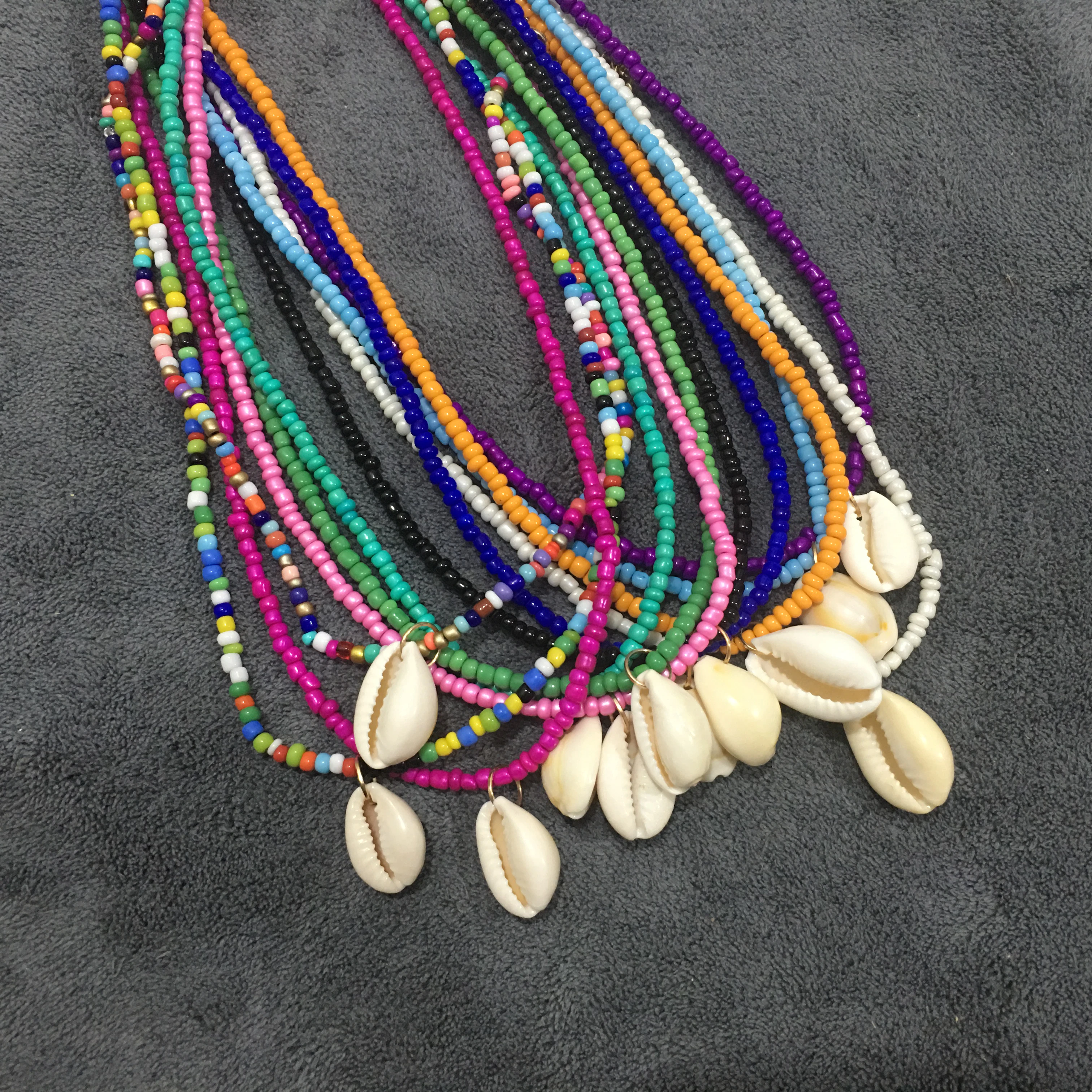 Simple Seed Beads shell Strand Necklace Women String Beaded Short shell Choker Necklace Jewelry 16 inches Chokers Necklace Gift