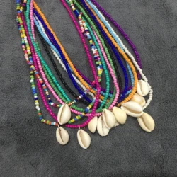 Simple Seed Beads shell Strand Necklace Women String Beaded Short shell Choker Necklace Jewelry 16 inches Chokers Necklace Gift