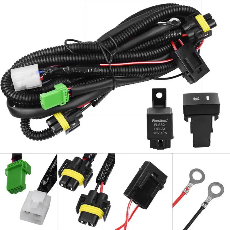 H11 Car Fog Light Wire Harness Cable Wiring Sockets Switch Kit LED Daytime Running Light Fog Light Controller Car Accessories