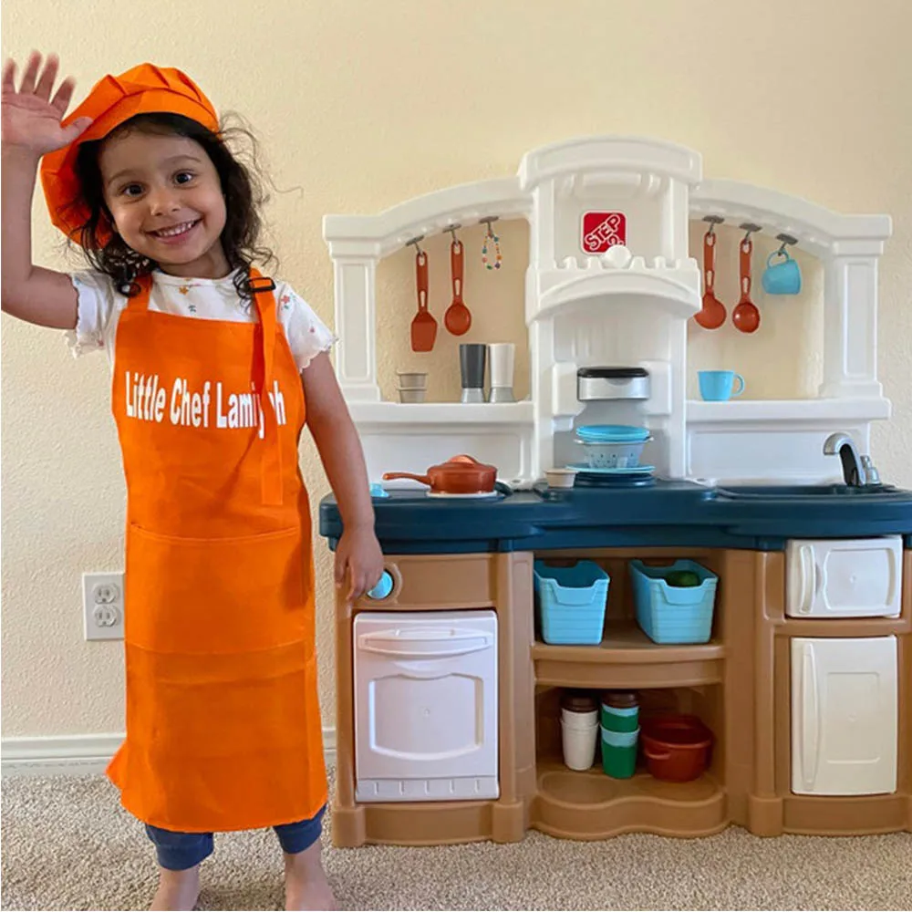 Personalisierte Größe Kleine Kinder Schürze und Chef Hut Set Orange, Lila, Blau, Grün, rot Farbe Kinder Kinder der Tag Geschenke Schürzen