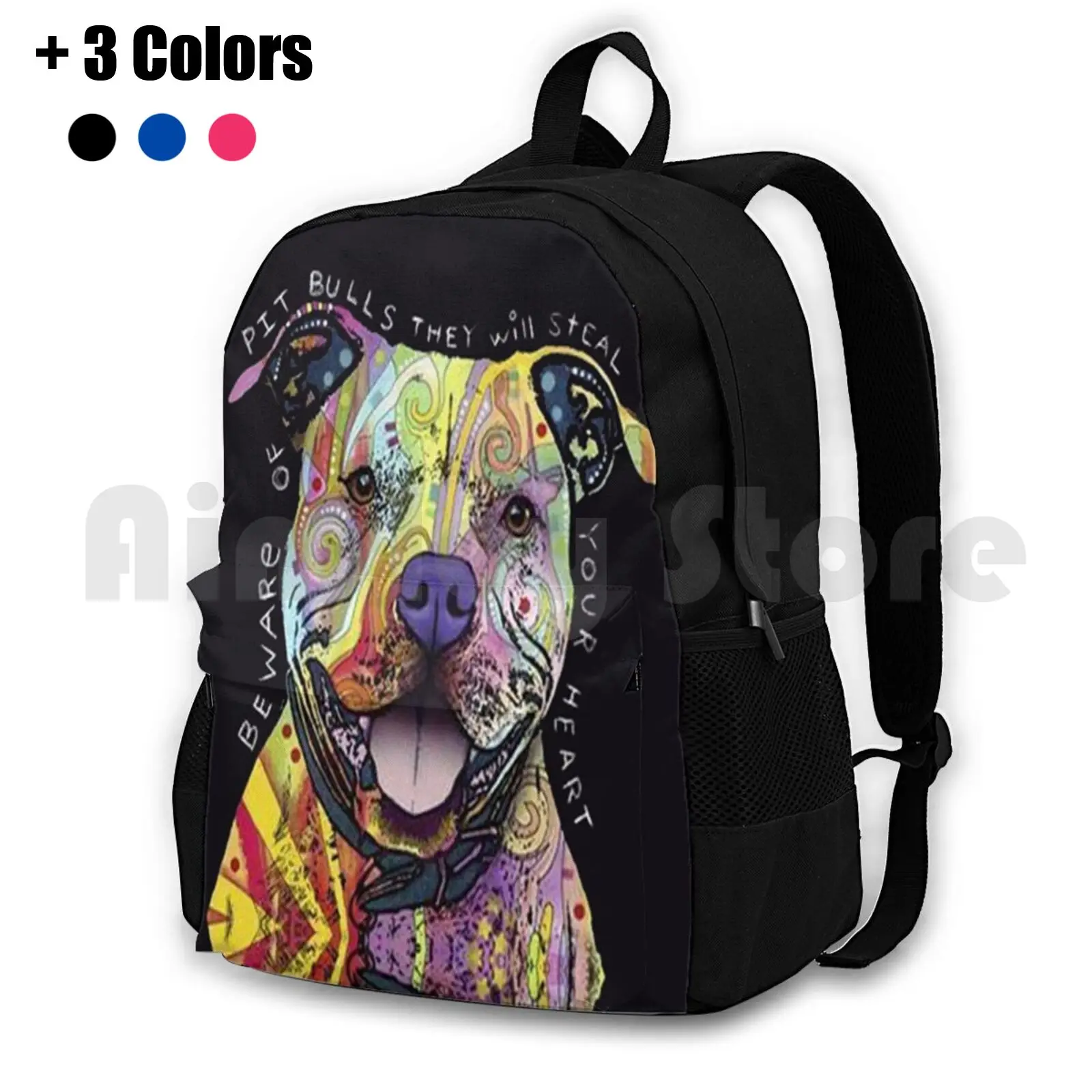 Colourful Pit Bulls / Pitbull Lover Outdoor Hiking Backpack Riding Climbing Sports Bag Colourful Pit Bulls Pitbull Lover Pit