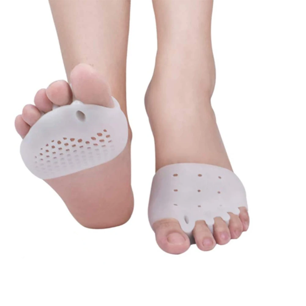 2Pcs Forefoot Pads Five-hole  Toe Separator Soft Gel Pain Relief Insoles Prevent Feet Callus Blisters