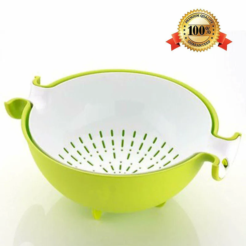 

2-in-1 Multi functional cleaning vegetable and fruit drainage filter , Double Layered Rotatable Drain Basin and Basket, Cleaning