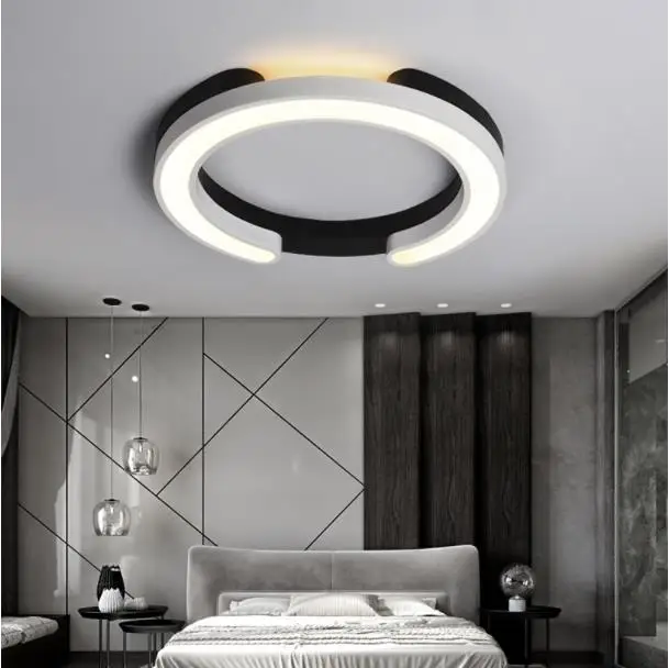 

Black White Ceiling Chandelier for Bedroom Living room Hallway Lustre Round Chandelier with remote Dimmable Modern Chandelier