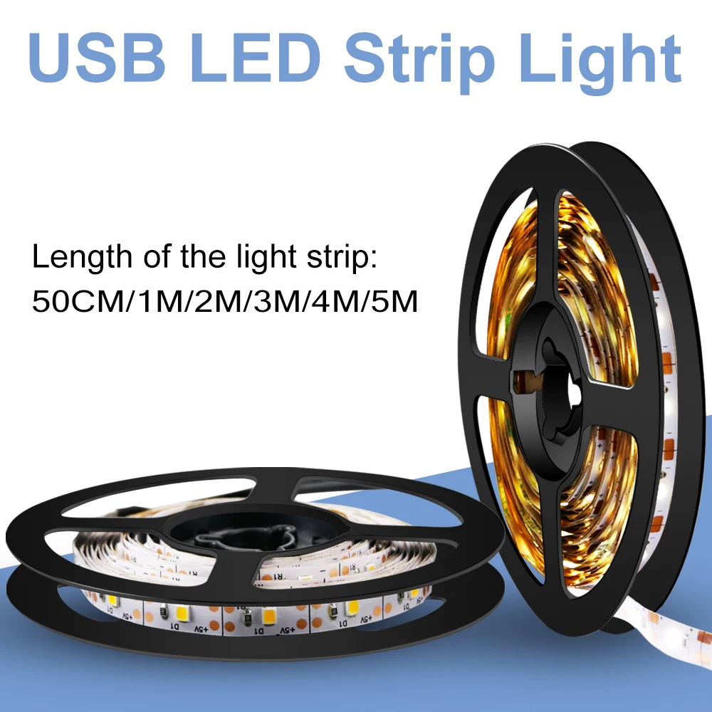 

USB 2835 SMD Tira LED Flexible Light Tape DC 5V BackLight Strip 0.5M 1M 2M 3M 4M 5M Bedroom LED Decor TV Desktop Screen Lighting