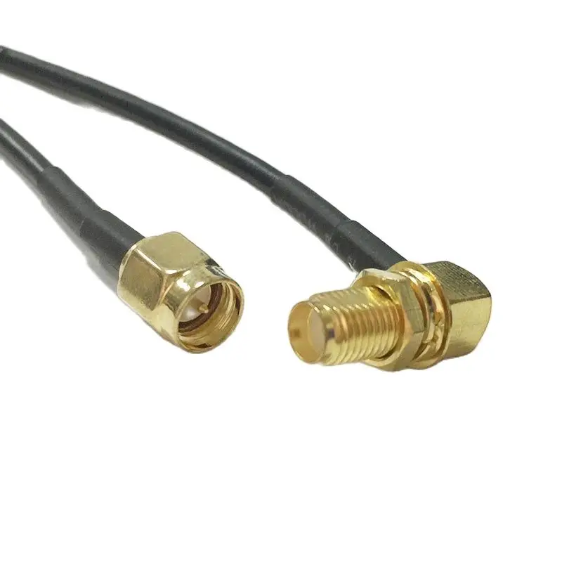 Cable Coaxial para módem, conector hembra SMA, tuerca, interruptor de ángulo recto, convertidor de enchufe macho SMA, adaptador Pigtail RG174, 20CM, WIFI, nuevo, 1 unidad