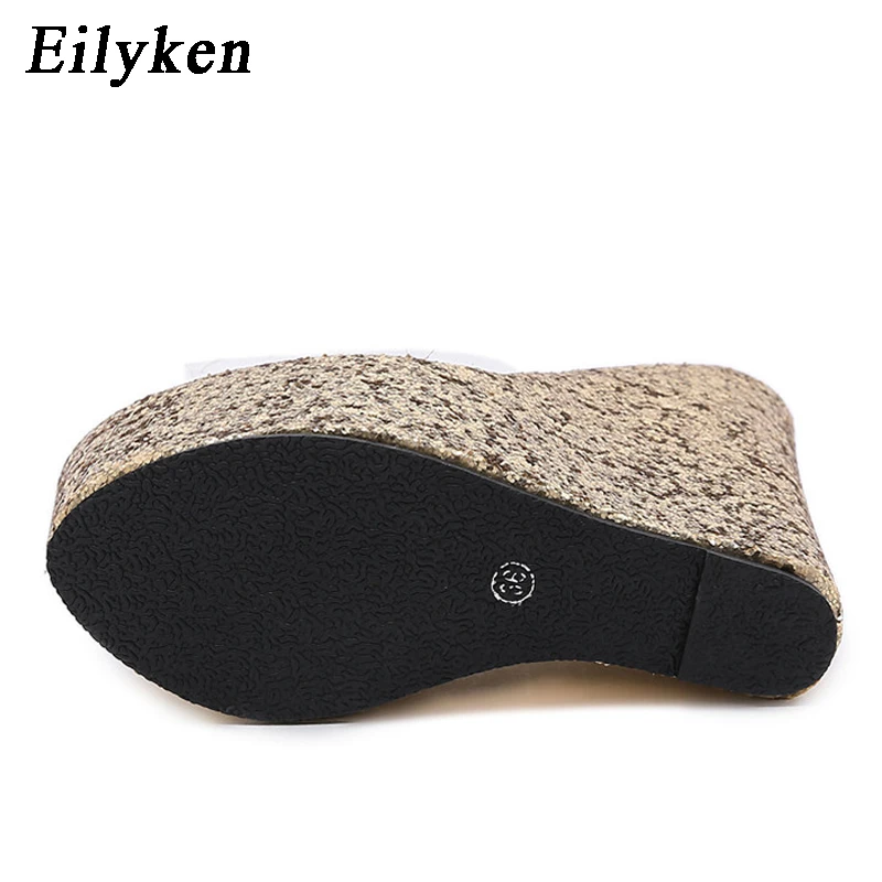 Eilyken PVC Transparent Platform Wedges Slippers Summer Peep Toe Shoes Woman Sexy Super High Mules Pumps Sandal