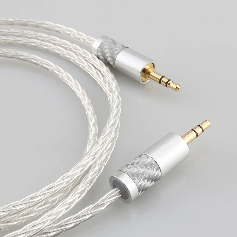 8 Core Silver Plated OCC 3.5mm to 3.5mm Male to Male Audio Cable Hifi Stereo AUX Interconnect Short Cord for DAP DAC Amplifier