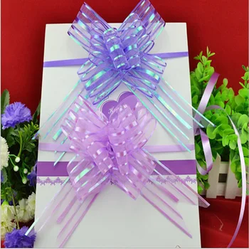 10pcs 웨딩 보우 당겨 꽃 선물 포장 사탕 상자 액세서리 DIY 웨딩 파티 자동차 장식 Pullbows 용품 꽃 리본