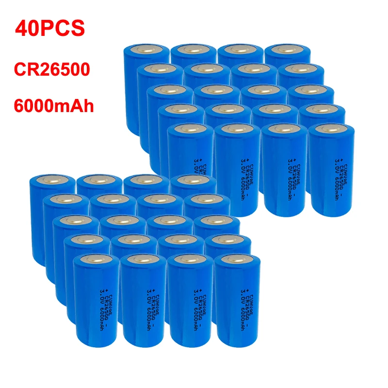 40PCS CR26500 26500 C size battery Li-MnO2 CR 26500 3.0V 6000mAh lithium primary power type batteries for industrial PC