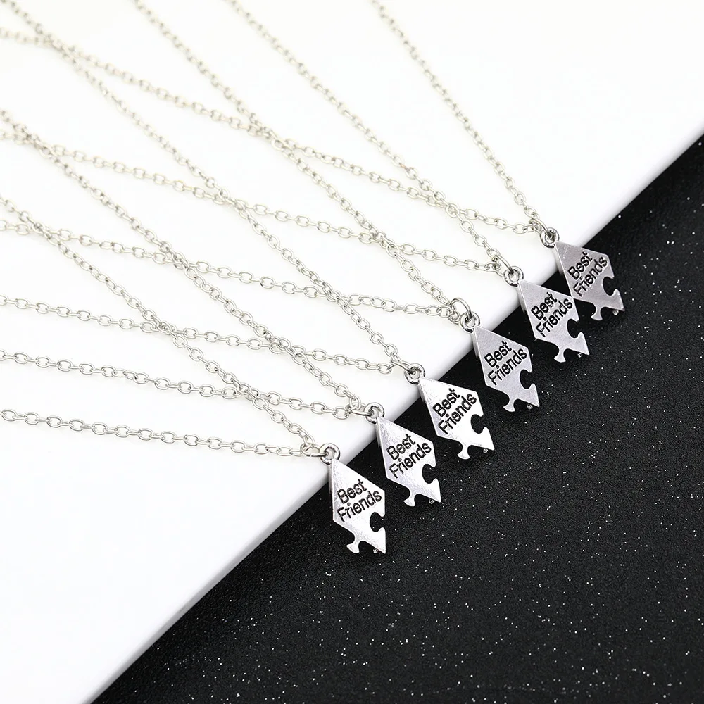 4 5 6 7Pcs/Set Unisex Multi-person Splicing Chain Necklace Friendship Chokers Best Friends Pendant Necklace Gift Jewelry