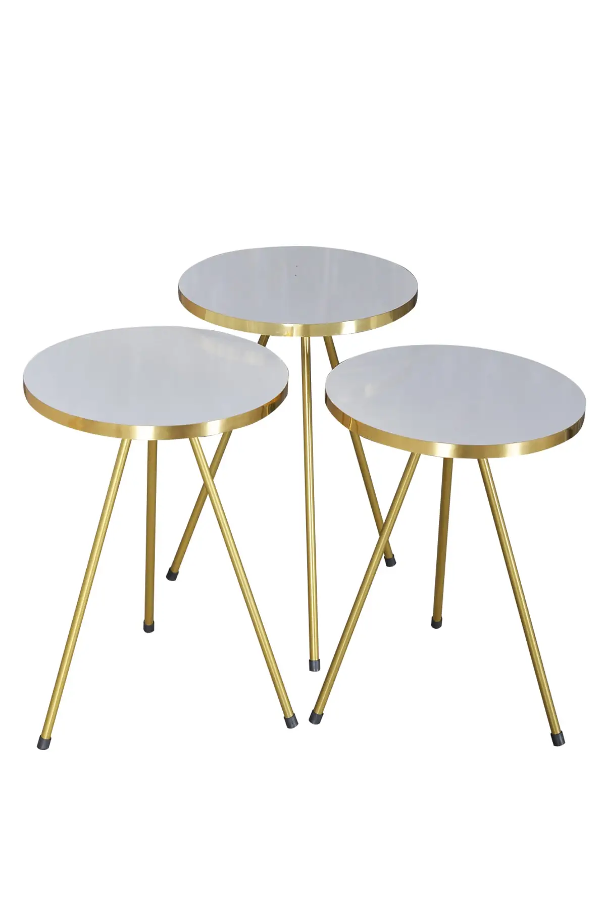 Zigon Coffee Table 3'lü Gold Metal Toe White Gold coffee table coffee table coffee table