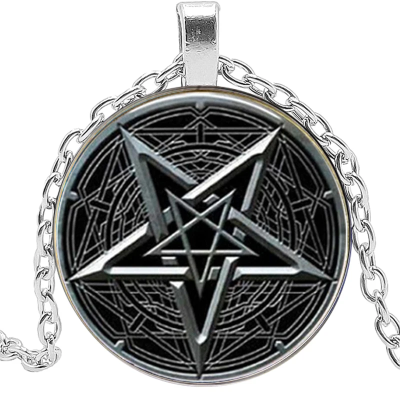 Satan Pendant Necklace 2021 New Logo Fashion Chain For Leviathan Baphomet Necklace Gothic Men'S Ladies Glass Pendant Men'S Jewel