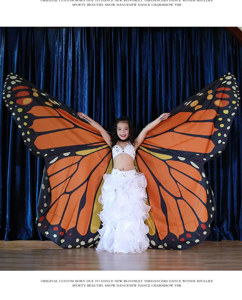 Alas de danza del vientre para niños y mujeres, palos de alas de mariposa, disfraz de danza del vientre para adultos, alas coloridas