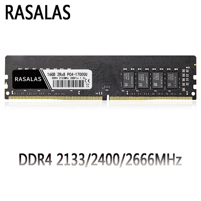 

Rasalas 4GB 8GB 16G O N DDR4 2133 2400Mhz PC4L 10600U 21300U 1.2 v Desktop PC RAM 288 Pin Black Memory