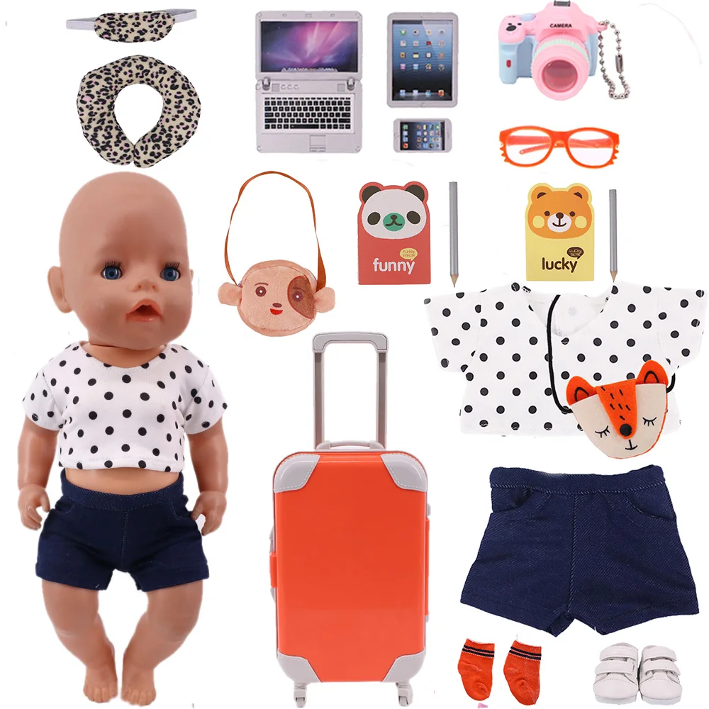 Doll Clothes Orange Casual Clothes/Shoes/Suitcase 18-Inch Doll Girl 43 Cm Rebirth Doll Accessories Russian Doll Girl Toy