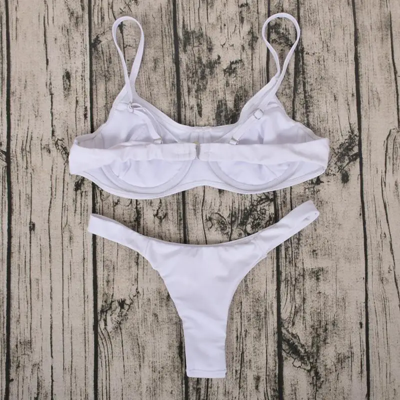 ZTVitality-Bikini blanco con aros para mujer, bañador Sexy de realce con tirantes para la playa, ropa de baño con espalda descubierta de cintura