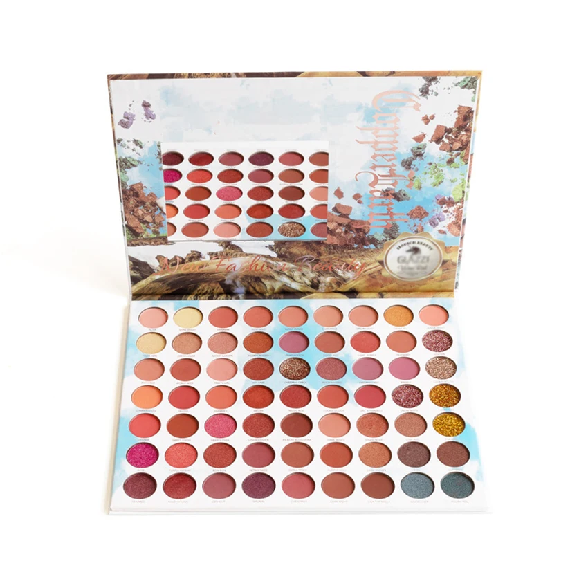 63 paletas da sombra do arco-íris da cor-maquiagem profissional matte metálico shimmer paletas da sombra do olho pó impermeável
