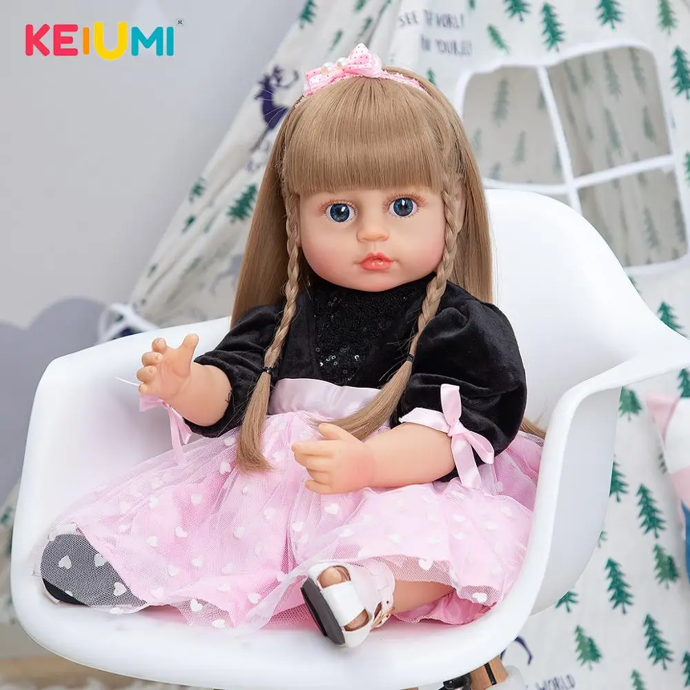 55 CM Reborn Doll Toy For Girl 22 Inch Full Silicone Vinyl Waterproof Newborn Doll Beautiful Toy Realistic Reborn Christmas Gift