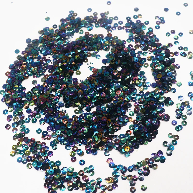 10g 3/4/5/6mm PVC Flat Cup Round Sequins AB Black Loose Glitter Sequins for Wedding Garment Dress Sequined Trim DIY Accessory