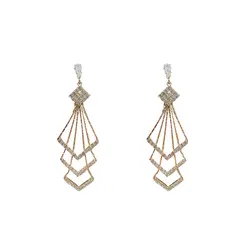 Fashion Long With Diamonds and Tassels Silver Pin Earrings Personality and Temperament Thin Face Earrings Women