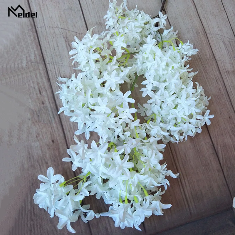 Meldel-ramo de flores de cerezo artificiales, 108cm, flor de seda Sakura, decoración de arco de boda, flores falsas, decoración de valla de pared de jardín