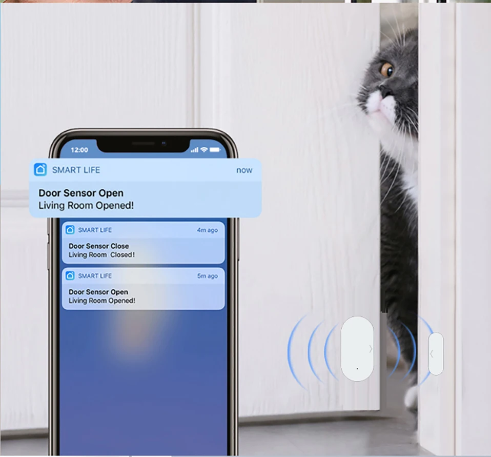 Sensor de puerta Tuya Zigbee con WiFi, Detector abierto y cerrado, alarma inteligente para el hogar, protección de seguridad, funciona con Aleax