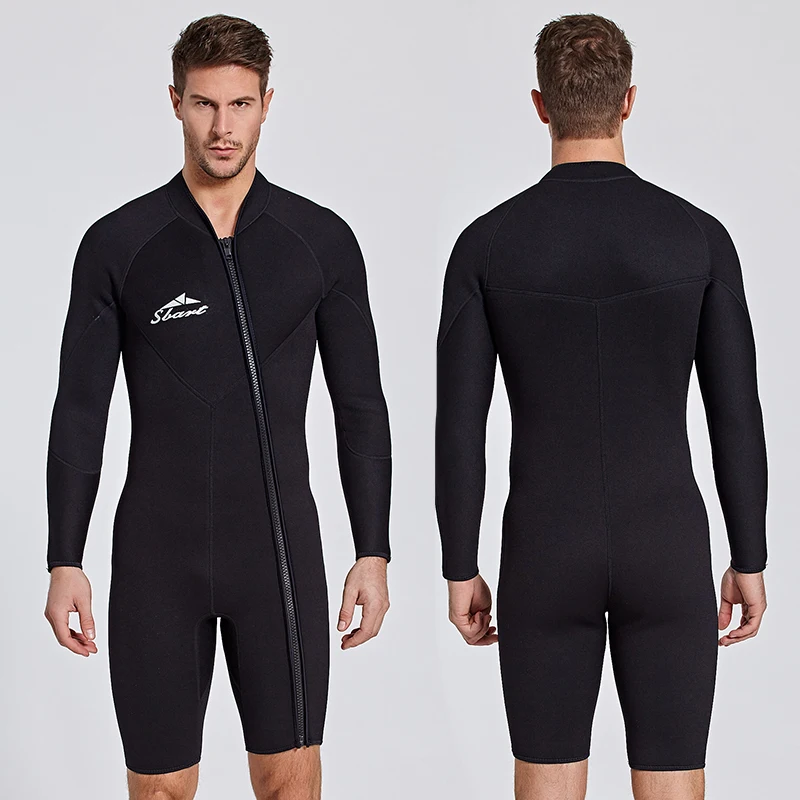 

SBART 3MM Neoprene Wetsuit Men Keep Warm Swimming Scuba Diving Bathing Suit Short Sleeve Triathlon Wetsuit for Surf Snorkeling