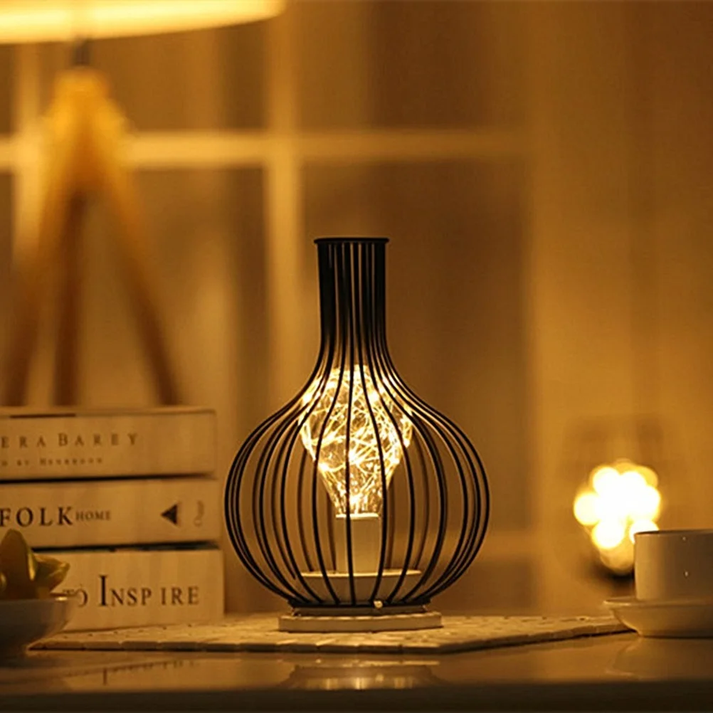 Wine Glass Bottle LED Night Light Iron Hollow Out Night Lamp for Cafe Hotel Balcony Home Decoration Table Lamp