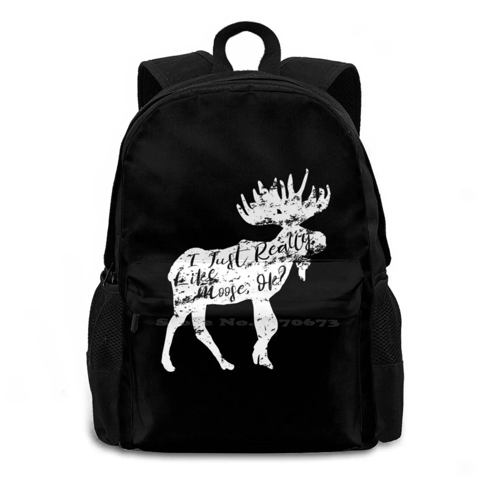 I Just Ok Grunge White Silhouette New Arrivals Unisex Bags Student Bag Backpack I Just Really Like Nature Animal Lovers Wild