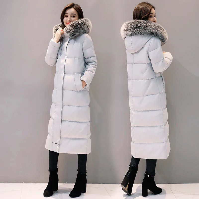 

Fur Large Winter Collar Down Jacket Woman Hooded Long Coats and Jackets Women Clothes 2023 Parka Abrigos Mujer KJ442 s