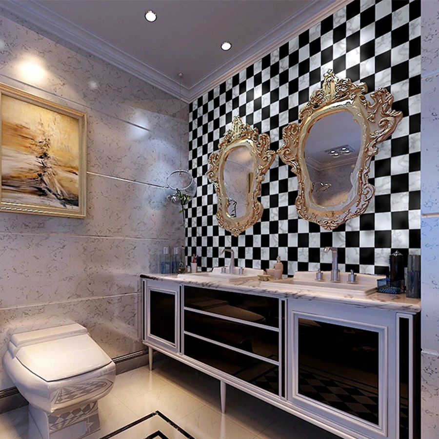 Imagem -06 - Papel de Parede Auto-adesivo para Decoração de Casa Azulejos Pvc à Prova Dágua Banheiro Piscina Cozinha à Prova de Óleo Faça Você Mesmo