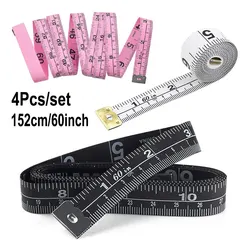 Cinta métrica suave de PVC para niños, herramienta de medida corporal duradera de alta calidad, regla de papelería para estudiantes, escuela y oficina, 152cm/60 pulgadas, 4 unids/set por juego