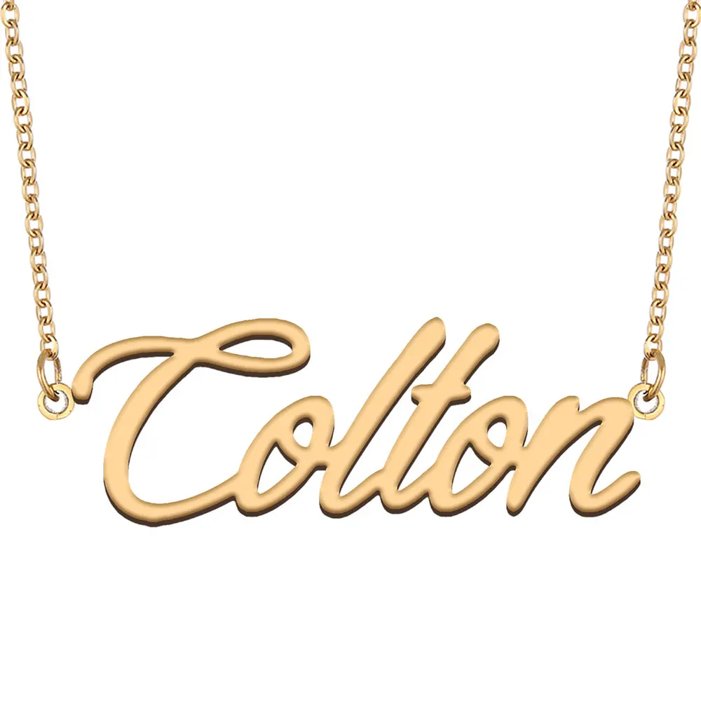 

Colton Name Necklace for Women Personalized Stainless Steel Jewelry Gold Plated Nameplate Pendant Femme Mothers Girlfriend Gift