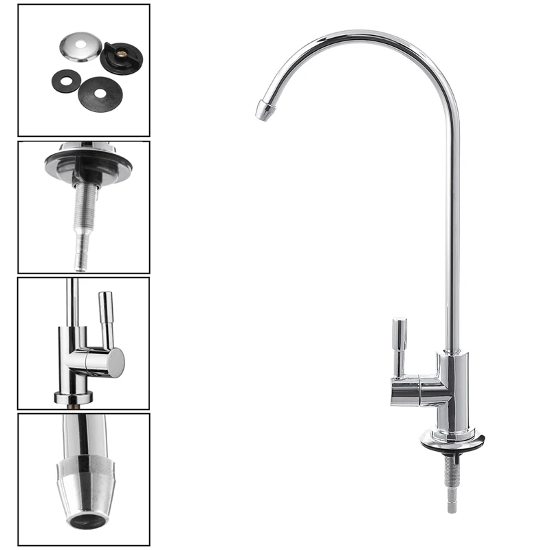 1/4 Inch Chrome Drinking Water Filter Faucet Reverse Osmosis Sink Kitchen Tap