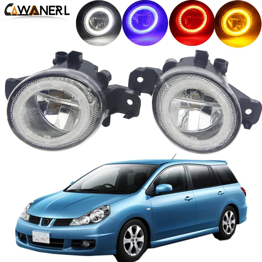 2 Pieces LED Angel Eye Fog Light For Nissan Wingroad 2002-2005 Car Front Bumper Fog Lamp DRL Daytime Running Light 4000LM 12V