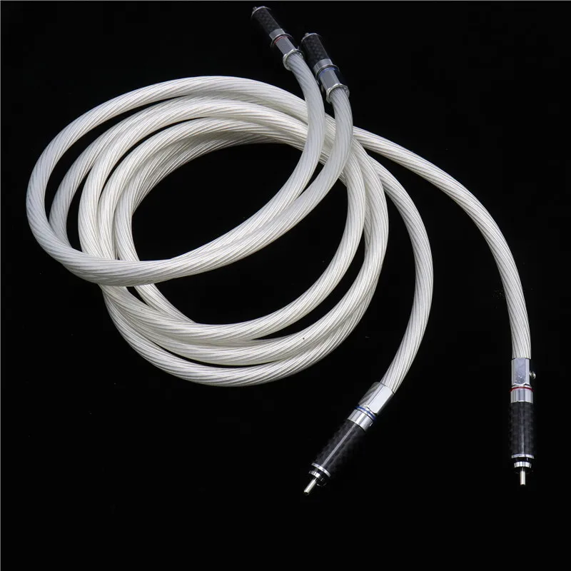 HFI 5N OCC Silver Plated RCA Fever Grade Audio Interconnect Cable with Carbon Fiber Plugs