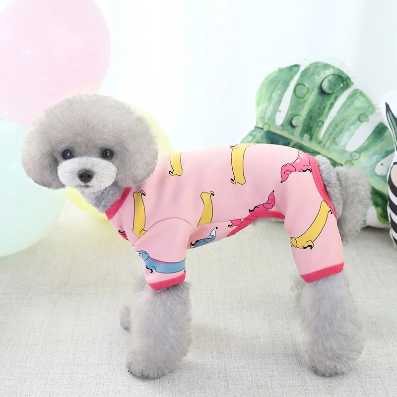 Dog Clothes Puppy Jumpsuit Pet Warm Pajamas for Autumn Winter Dog 4 Sleeves Cotton Romper Leisure Costume for Small Medium Dog