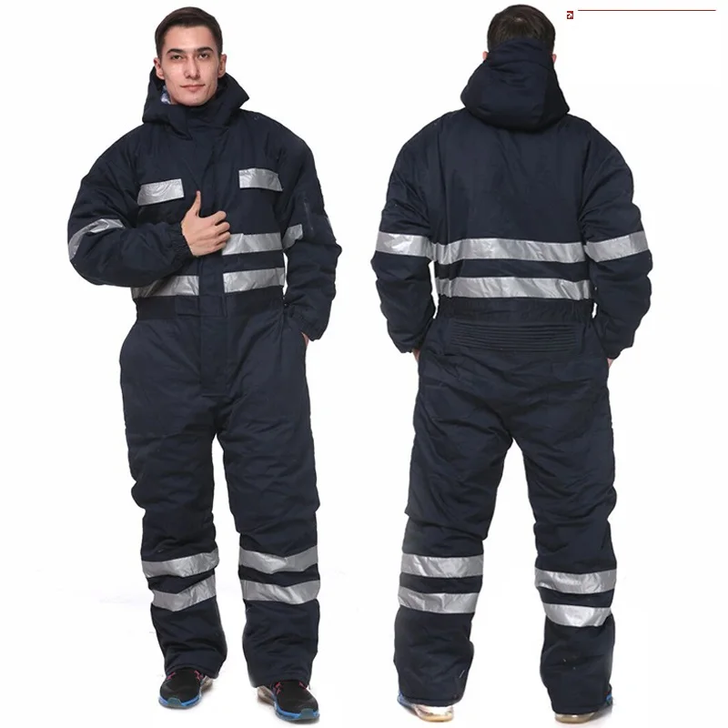 Reflective machine repair overall oil dust-proof jumpsuit factory welding suit coveralls  hooded cotton padded uniform Hi Vis