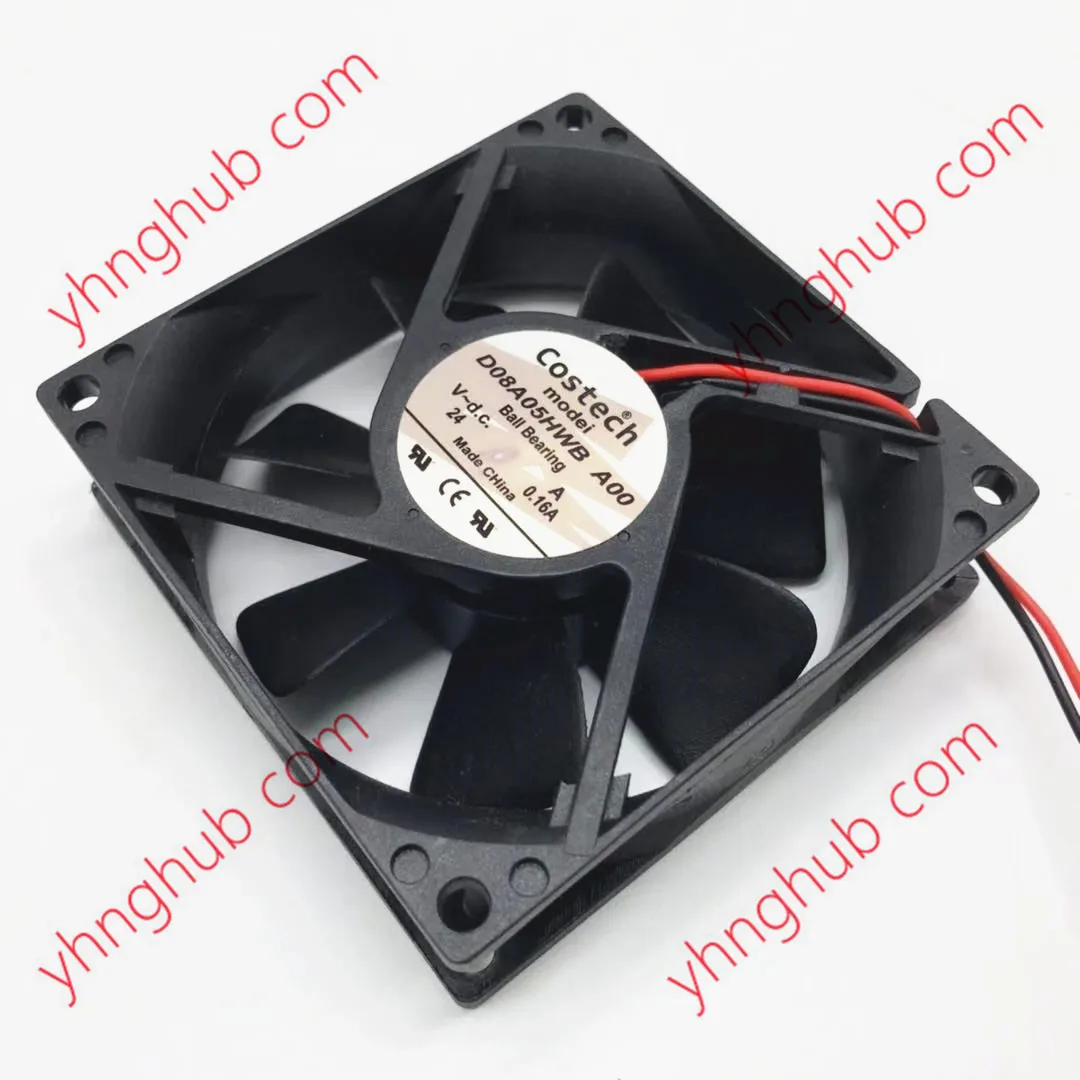 Costech D08A05HWB DC 24V 0.16A 80x80x25mm 2-Wire Server Cooling Fan